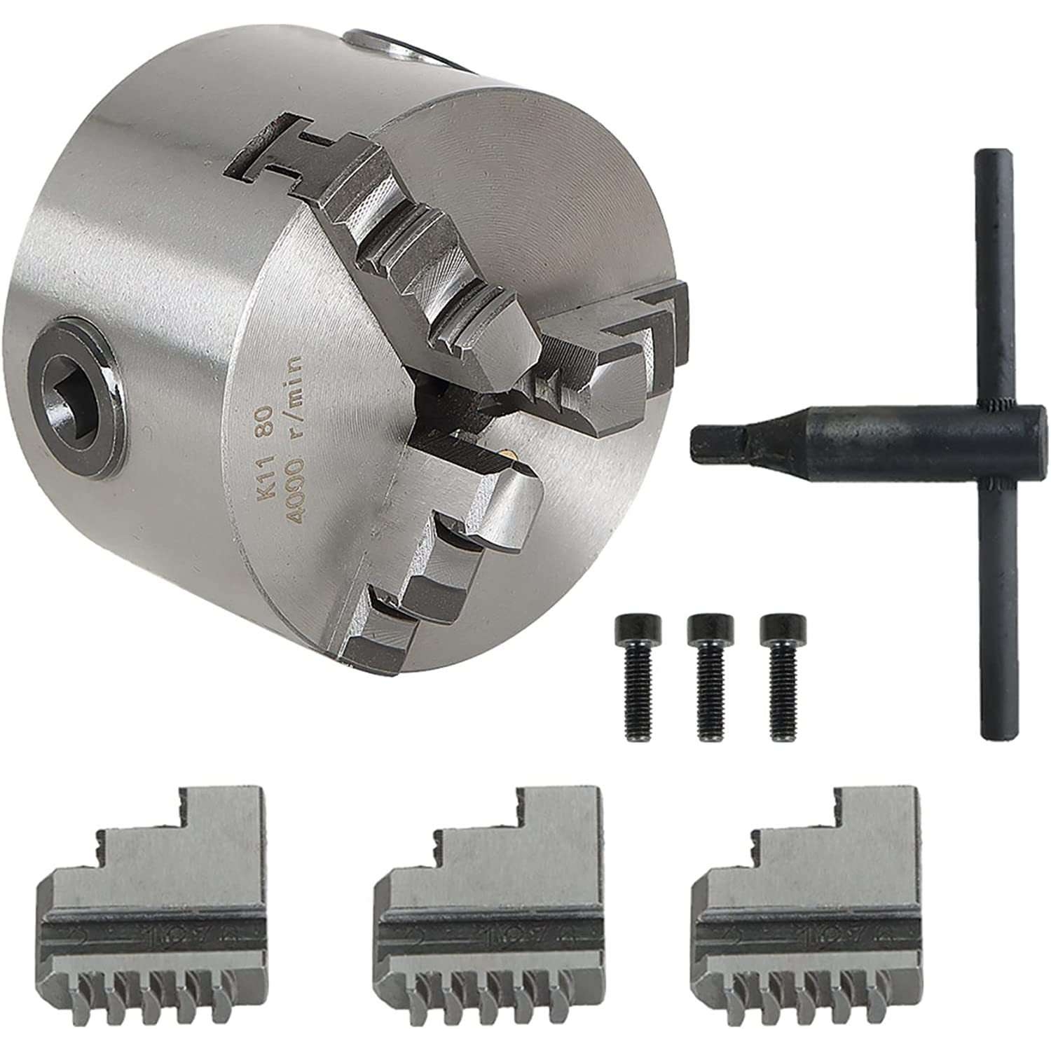 三爪自定心卡盘K11-80 3英寸8cm数控车床CNC钻孔机车床夹头跨境