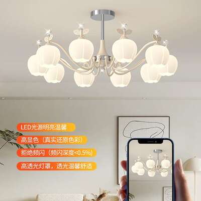 客厅吊灯2025年新款简约现代大厅主灯奶油风花朵高亮护眼轻奢灯具