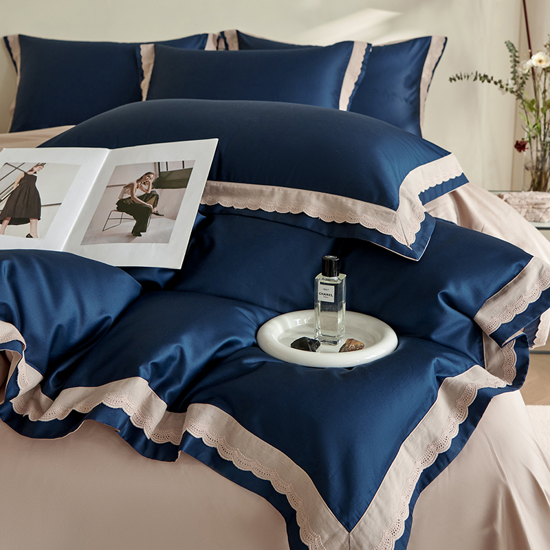 100S天丝棉四件套夏季高级感真丝滑裸睡床单P被套三件套床上用品#