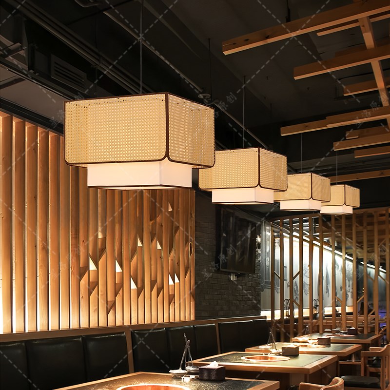 新中式餐厅吊灯侘寂风餐桌吧台卡座饭店J包厢禅意茶室民宿装饰灯