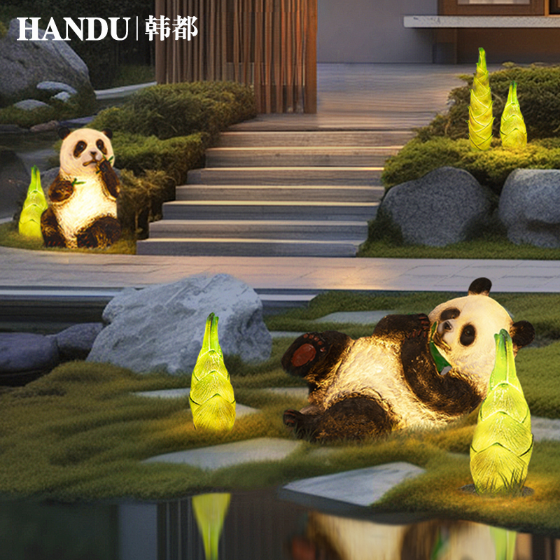 太阳能草坪灯户外动物灯熊w猫灯别墅院子灯园林景观灯现代庭院灯