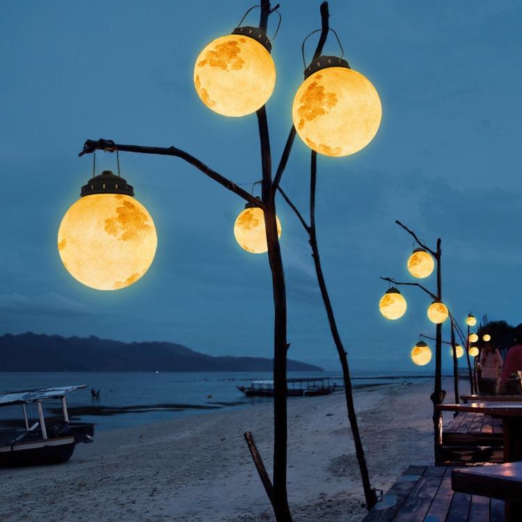 太阳能户外灯防水庭院花园露台氛围装饰灯野营挂灯吊灯手提月亮灯