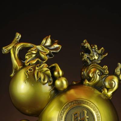 黄铜福禄兽铜黄铜葫芦葫CBD芦貔貅家居店铺摆件禄寿福财字貔貅