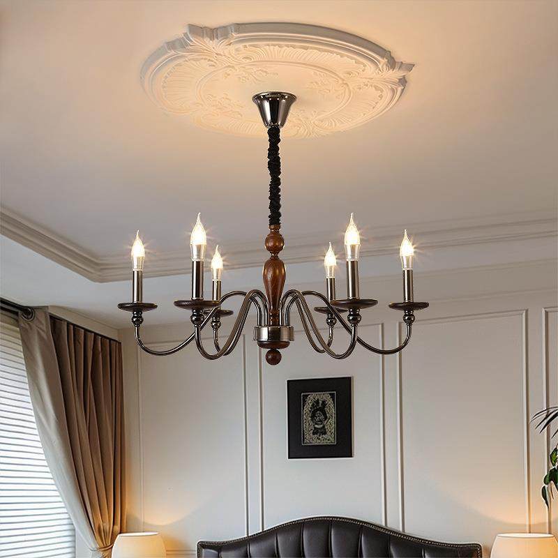 美式复桃古灯客厅卧风室餐厅灯吊法式中古胡木色实木新款灯具蜡烛,家装灯饰光源,智能吊灯,淘宝优惠券,粉丝福利购,淘宝优惠卷