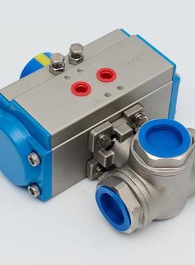 5动三气通球阀A通Q614F-16P气动三通球阀气动493丝口三阀丝扣304