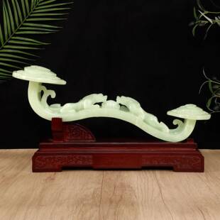 万福如意工艺品摆件阿富汗白玉如意摆件家居客厅饰品大号如意摆件