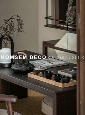 样品屋展示中心样板k房间松针铸铁茶壶新中式摆件书房茶室围炉软