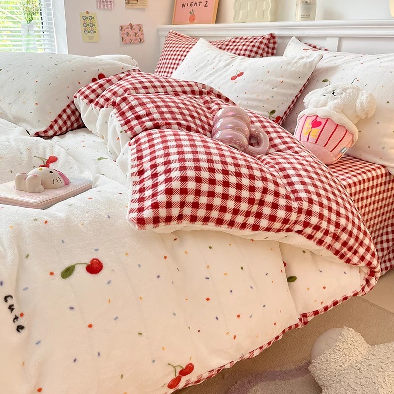 牛奶绒四件套加厚珊瑚绒s床单双面加绒被套床笠法兰绒床上用品冬