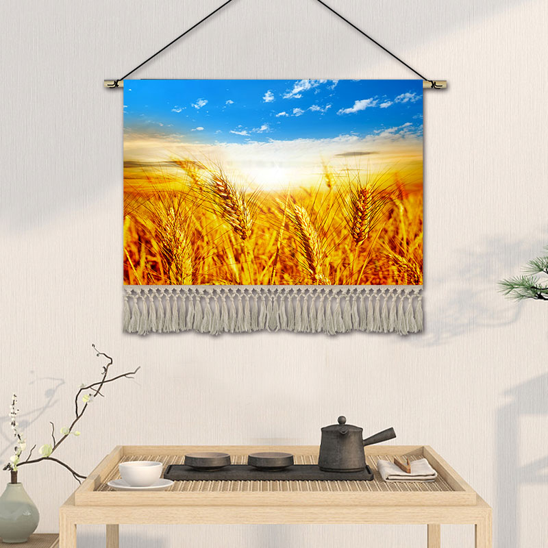 麦田守望者客厅装饰画卧室房间挂C画布艺壁画免打孔遮挡挂布定制图片