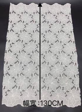 纺蕾zg-qy-04丝牛奶丝雪布刺绣满幅时尚短婚纱辅裙料珠水溶片花边