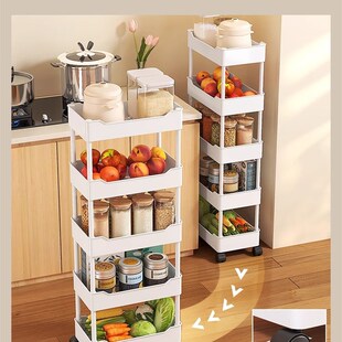 厨房多功能置物i架小推车落地可移动多层架子大容量果蔬菜篮收纳