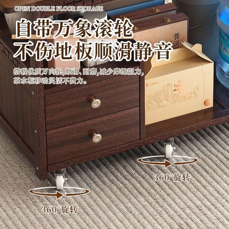 家用小茶台移动茶桌茶水柜茶几阳台功夫茶具套装烧水壶.一体边几