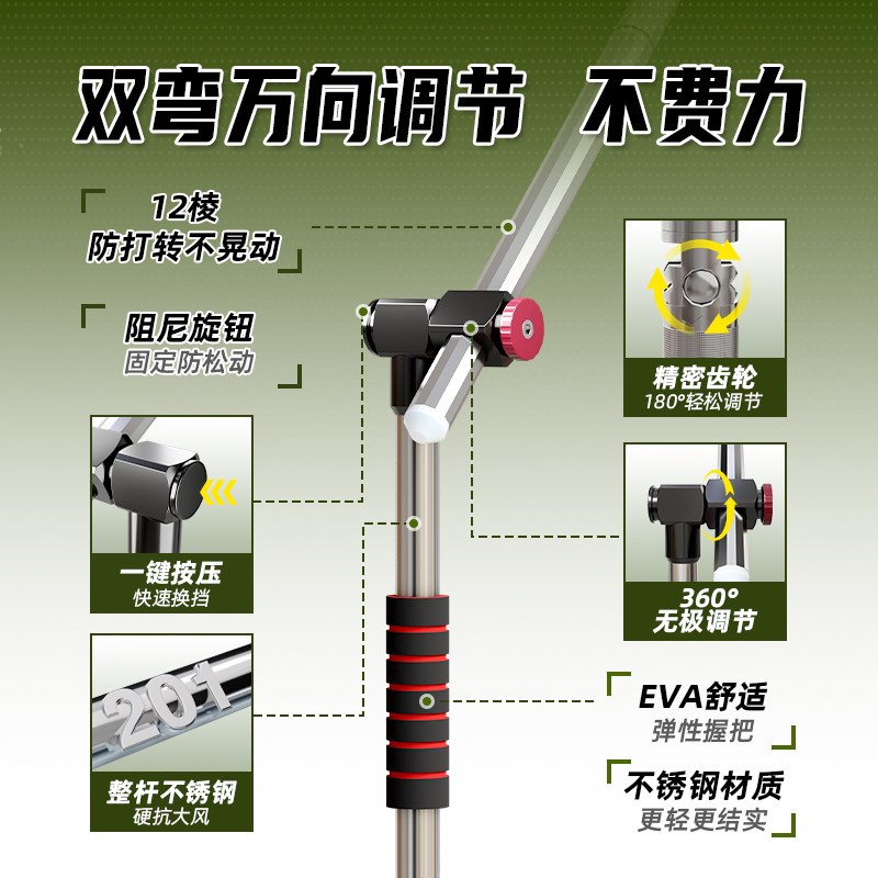 钓鱼伞2025新款机械臂万向大y钓伞加厚黑胶户外钓鱼专用雨伞遮阳