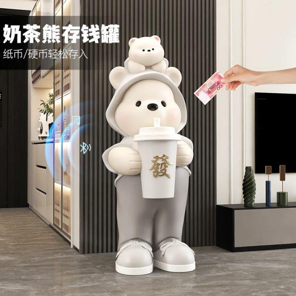 高级感熊大型落地摆件存钱罐只进不出客厅电视柜沙发旁乔迁礼物,家居饰品,落地摆件,淘宝优惠券,粉丝福利购,淘宝优惠卷