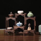 鸡翅木博古架中式 小多宝阁茶具架子实木置物架茶壶架摆件架展示架