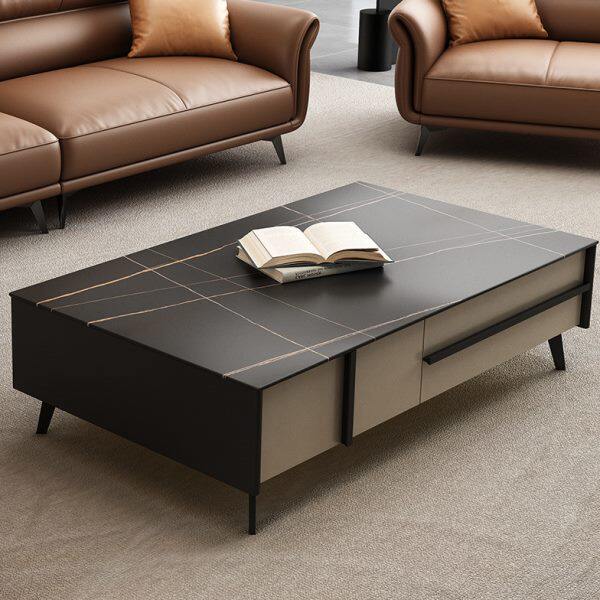 岩板茶几办公室意式极简商务休闲接待室会客小户型现代轻奢桌子