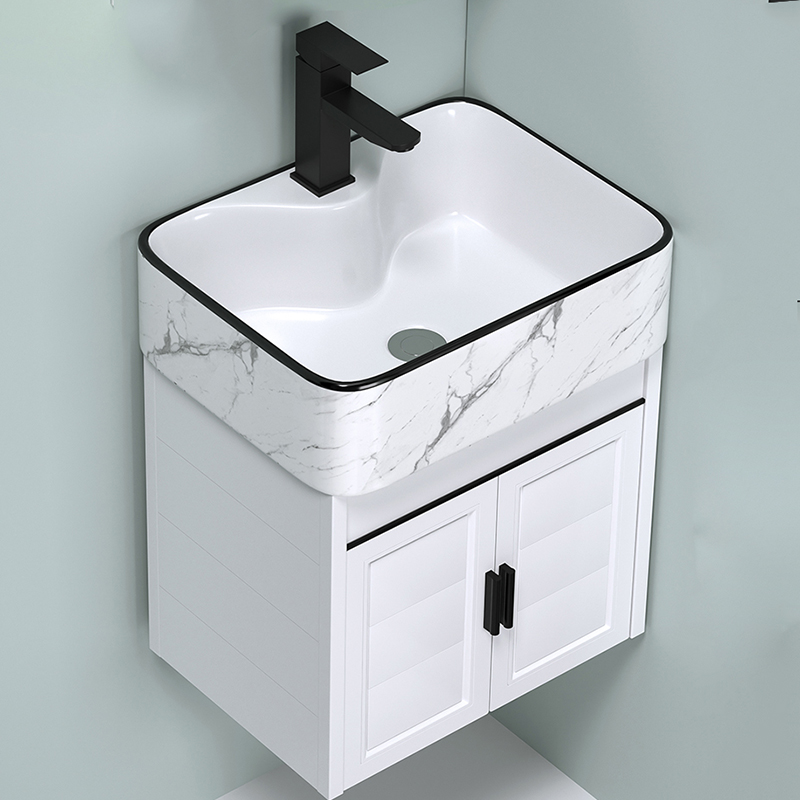 小户型挂墙式陶瓷洗手盆柜u卫生间阳台防水太空铝浴室柜组合洗漱