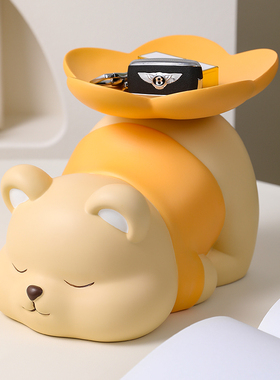 创意可爱嘟嘟熊钥匙收纳摆件客厅家居桌面M电视柜装饰乔迁新居礼