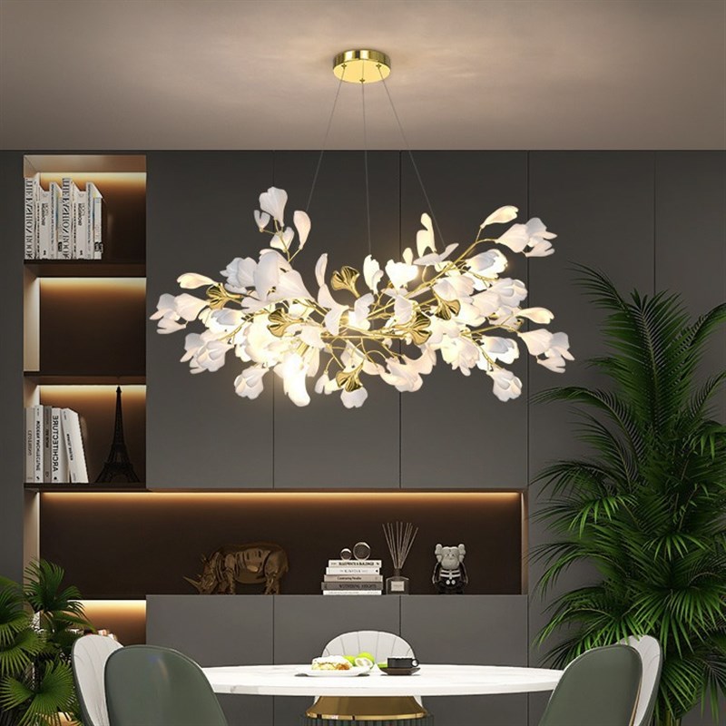 别墅客厅吊灯轻奢复式楼大灯餐厅灯创意个性K艺术银杏叶2025年新