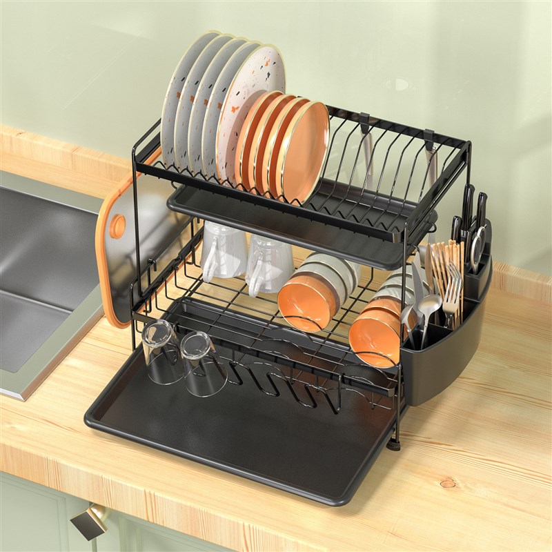 厨房轻奢沥水碗碟架双层多功能z台面碗筷餐具不锈钢筷子厨具收纳