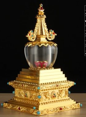 博福亚克力水晶宝塔菩提塔莲花舍利塔尼泊尔工艺供奉家用摆件大号