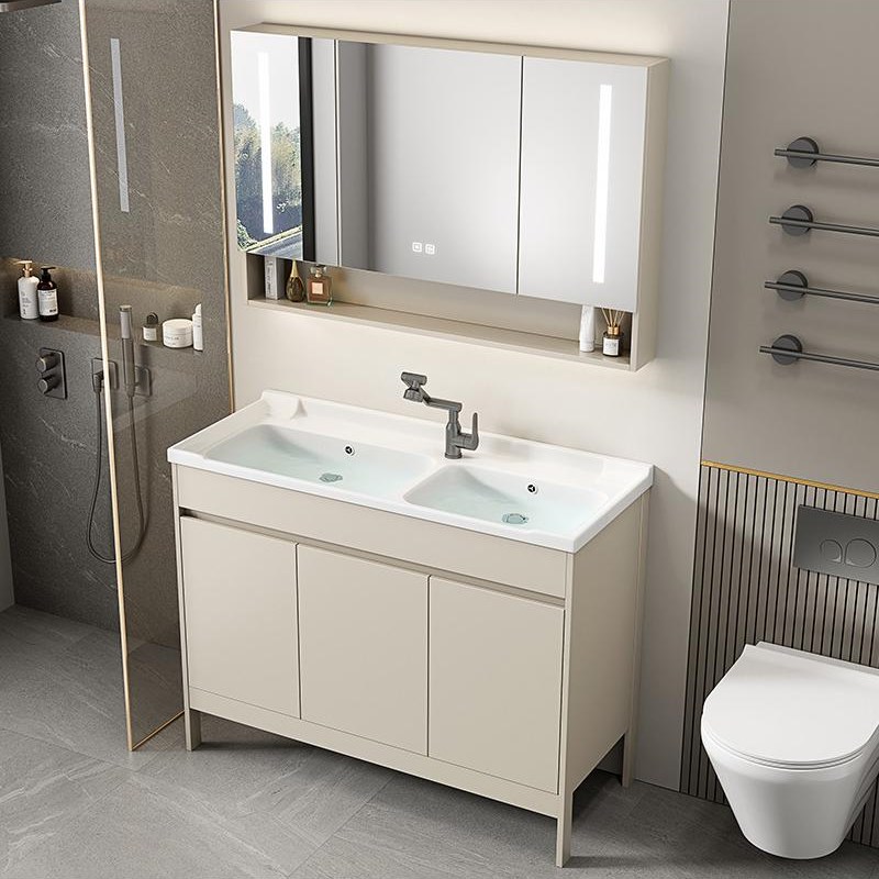 洗手盆落地式太空铝浴o室柜组合卫生间陶瓷一体双盆加深洗脸洗漱