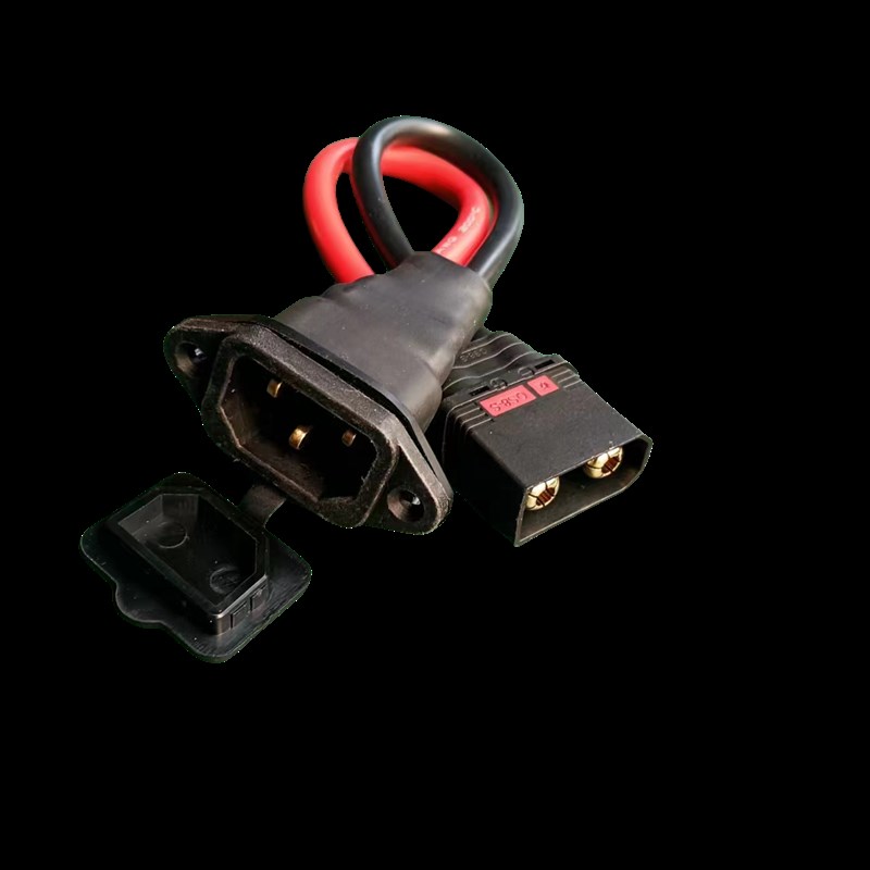 电动车充电线转接线QS8公头接口转品字口公头V电池插头连接线