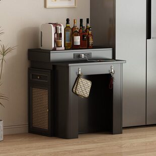 岩板可折叠伸缩餐桌岛台一体小户型家用不占空间的实木饭桌椅组合