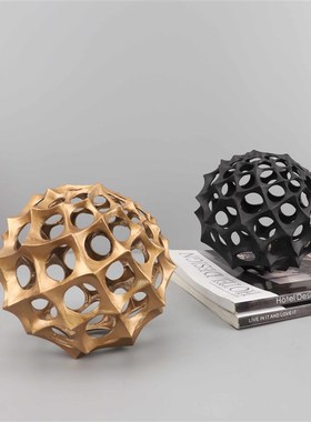 现代简约a金属镂空蜂窝球家居样板房玄关客厅卧室桌面软装饰品摆