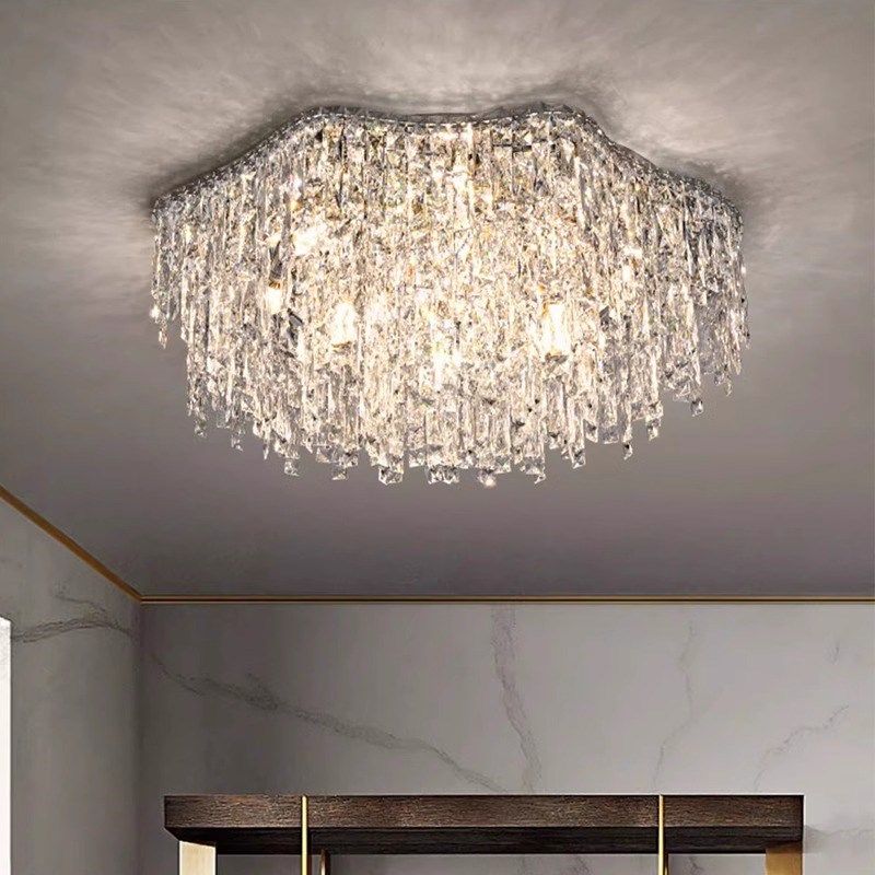 意式轻奢客厅e吸顶灯2025年新款创意个性卧室房间水晶大气餐厅吊