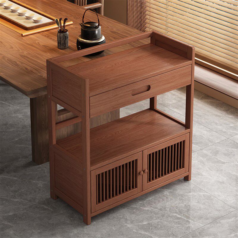 茶室博古架实木中式茶桌旁v茶杯茶具置物架茶水柜放茶叶的收纳架
