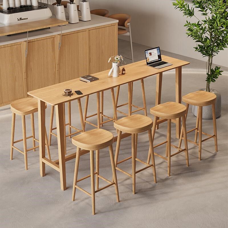 实木吧台桌椅家用原木o色高脚桌长条窄桌阳台简约现代靠墙桌椅组