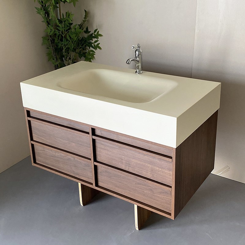 中古风可丽耐一体盆浴室柜组合卫生间骨J骼线洗漱台洗脸面盆柜定