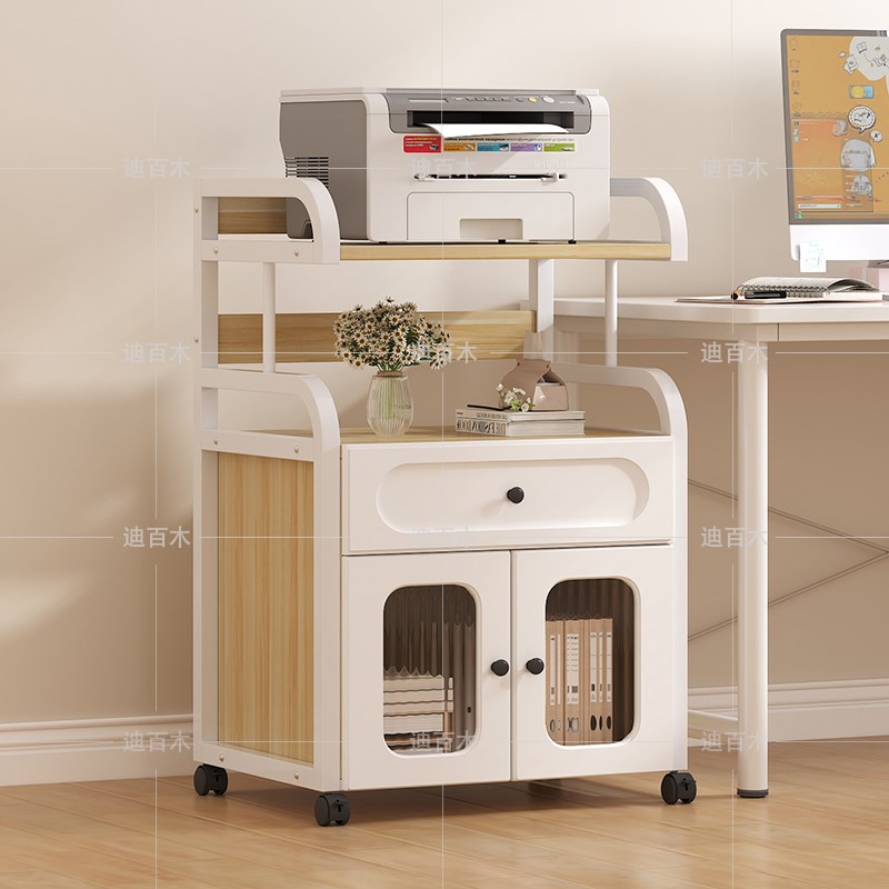 65cm长简约打印机置物架家用办公桌边移动M落地多层收纳整理架柜