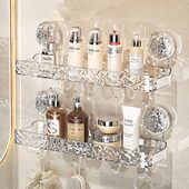 吸盘式 卫生间置物架壁挂免打孔浴室洗手台洗澡洗漱台用品收纳架子