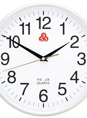 上海三五牌555石英钟电子挂钟客厅家用时尚O简约小时钟表静音卧室