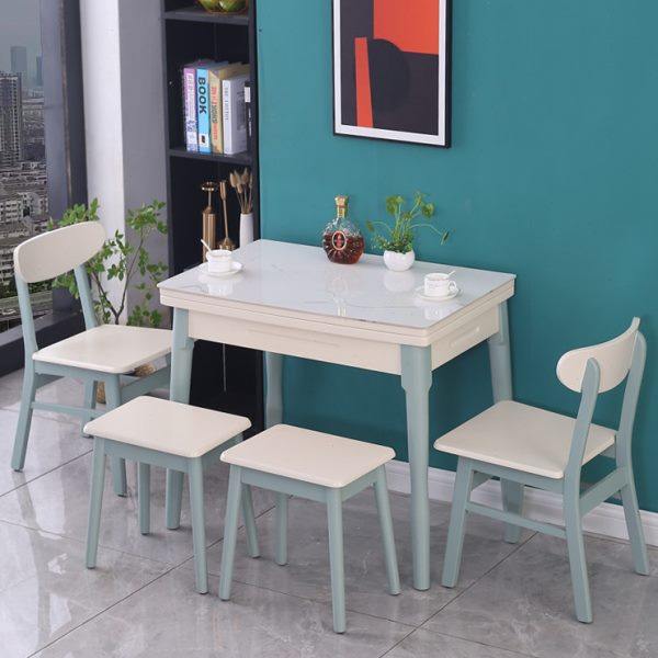 小户型折叠餐桌椅组合北欧简约岩板可伸缩餐桌家用实木长方形饭桌,住宅家具,岩板餐桌,淘宝优惠券,粉丝福利购,淘宝优惠卷