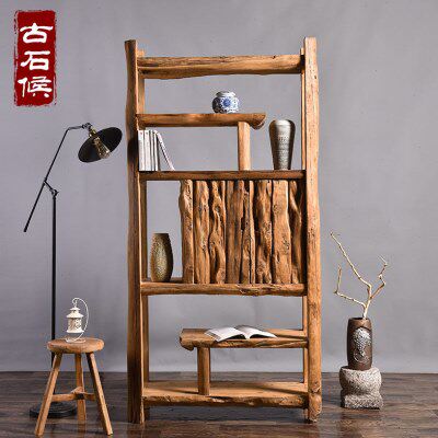 博古架实木展示架中式仿古柏木置物架客厅创意多宝阁古董架隔断架