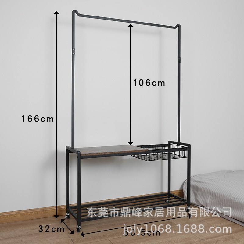 衣帽架碳钢可落地k简易衣架家用可移动室内晾衣架卧室多层收纳架
