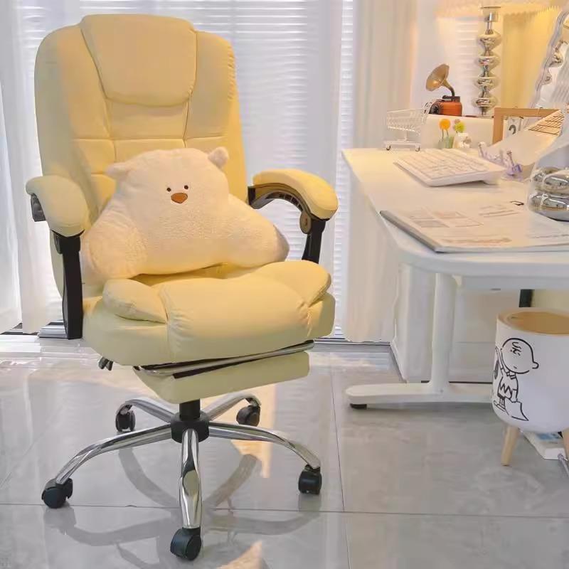 家用电脑椅宿舍椅久坐学生书桌椅奶油风格卧室学习写字靠背椅办公