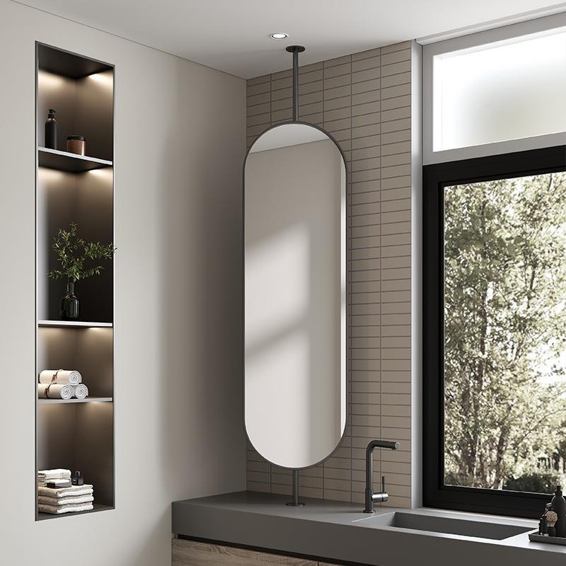 化妆镜吊镜悬空卧室挂墙酒店椭圆卫生间镜子民宿梳妆台触屏洗手台