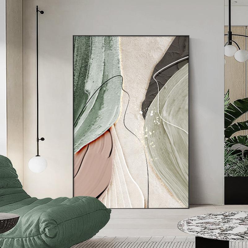 极简奶油色玄关装饰画抽象肌理挂画轻奢客厅沙发背景壁画落地画