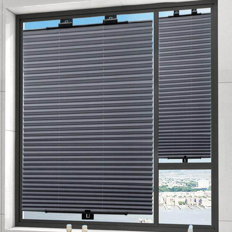 伸缩遮光窗帘2025新款百叶百褶阳台厨房防晒隔热神器免打孔遮阳帘