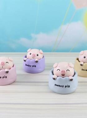 900萌萌摇头猪树脂摆件 创意个性车摆烘焙生日蛋糕摆件装饰树脂