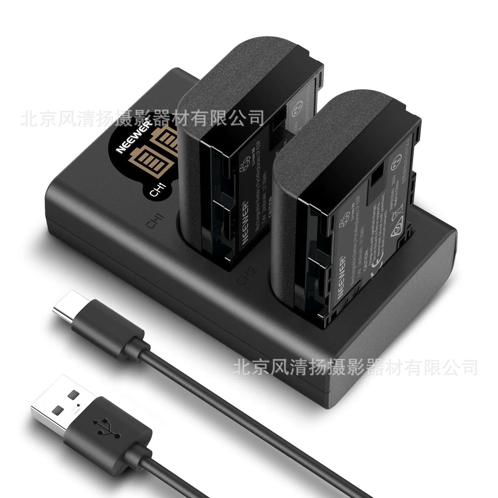 纽尔Neewer LP-E6P E6NH 2400mAh 锂离子电池 R5II R6 双槽充电器