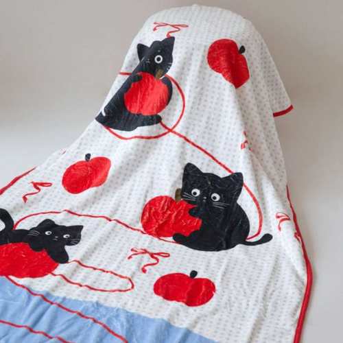 350gsm法兰绒便携收纳毯子学生少女风可爱午休毛毯简约风轻便毛毯