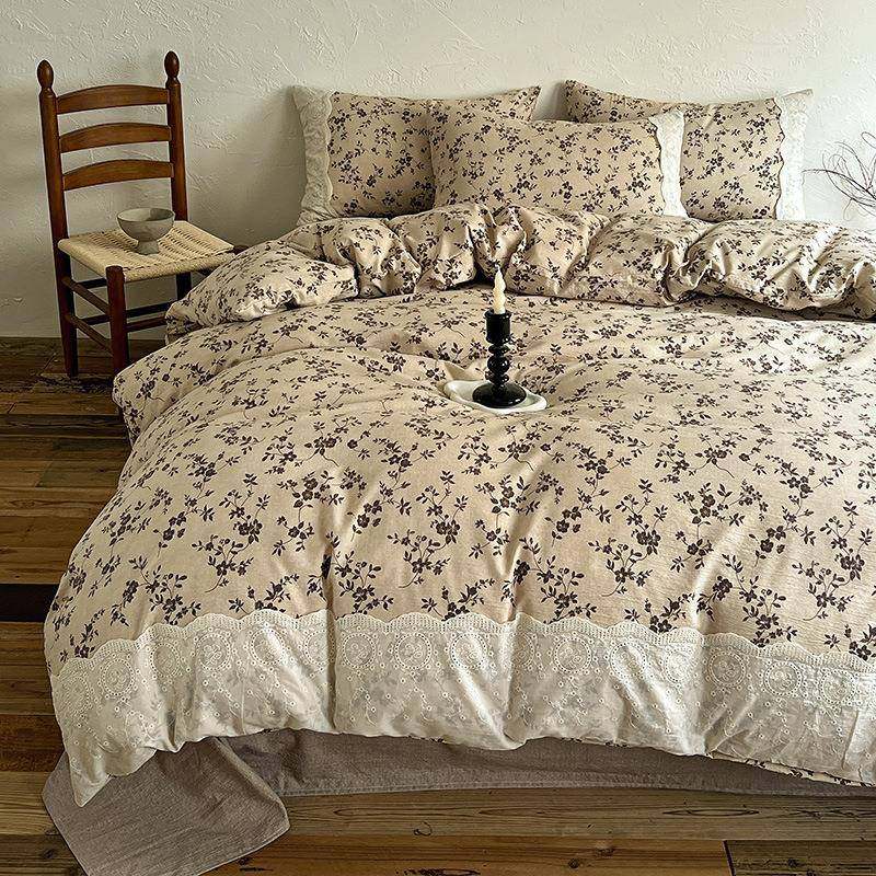 复古风花边原麻四件套新款小清新加厚纯棉蕾丝花边亚麻被罩四件套,电子元器件市场,其它元器件,淘宝优惠券,粉丝福利购,淘宝优惠卷