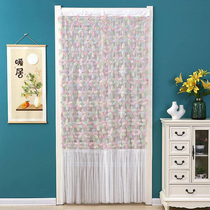 防蚊蕾丝门帘遮挡帘半帘隔断帘卧室家用房间纱帘卫生间新款帘子