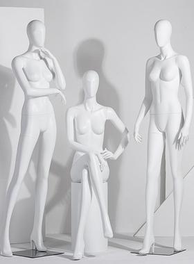 哑白色高档全身模特道具女服装店展示架橱窗假人韩版婚纱模特架子