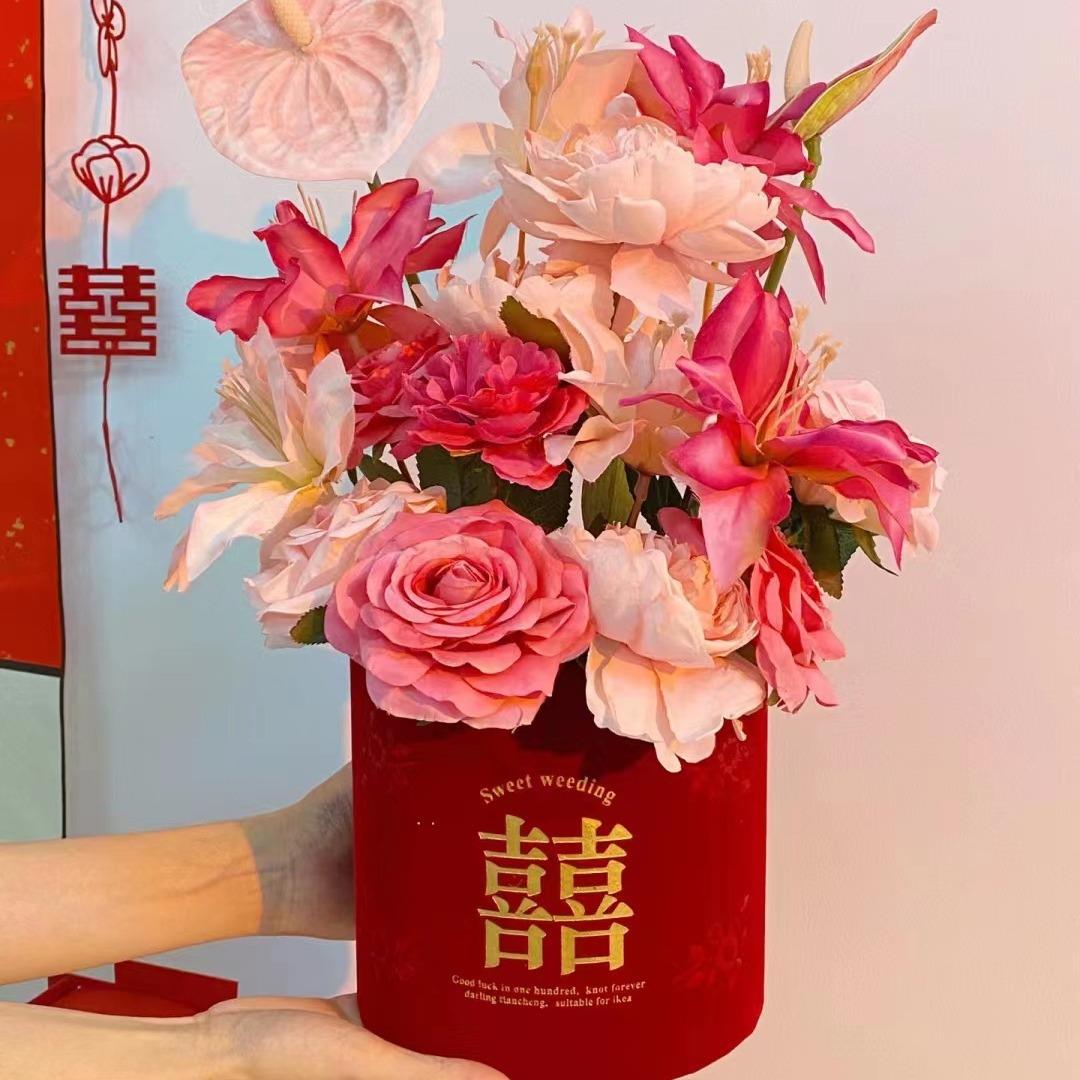 婚房布置装饰仿真花订婚宴客厅摆设婚礼仿真花桌花床头花迎宾牌花